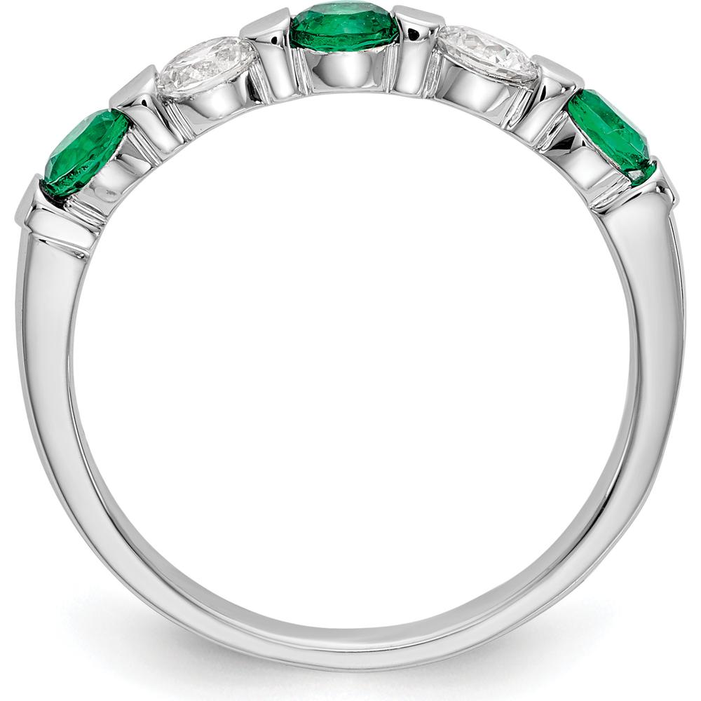 14K White Gold Five-Stone Ring with Natural Round Emeralds and Diamonds - 0.31 Carat Total Gemstone Weight by 0