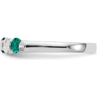 14K White Gold Five-Stone Ring with Natural Round Emeralds and Diamonds - 0.31 Carat Total Gemstone Weight by 0