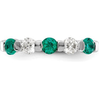 14K White Gold Five-Stone Ring with Natural Round Emeralds and Diamonds - 0.31 Carat Total Gemstone Weight by 0