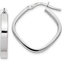 14K White Gold Flat Edge Square Hoop Earrings - Polished Finish by 0