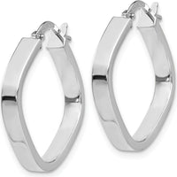 14K White Gold Flat Edge Square Hoop Earrings - Polished Finish by 0