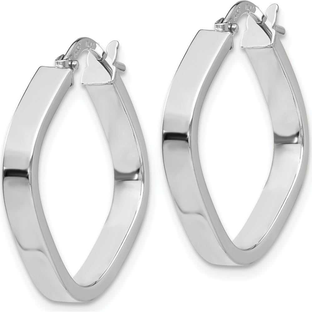 14K White Gold Flat Edge Square Hoop Earrings - Polished Finish by 0