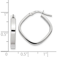14K White Gold Flat Edge Square Hoop Earrings - Polished Finish by 0