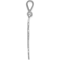 14K White Gold Fleur de Lis Cross Pendant with Rhodium Plating - 40mm Length by Oro Pregiato