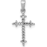 14K White Gold Fleur-de-Lis Diamond Cross Pendant with 1/10 Carat Total Weight of Round Natural Diamonds by Monteluci Fine Jewelry