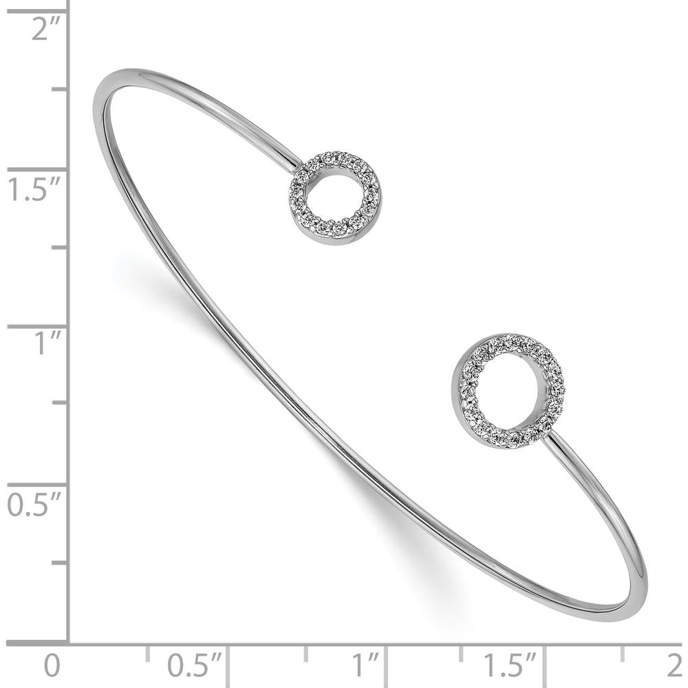 14K White Gold Flexible Cuff Bangle Bracelet with Diamond Circles - 0.02 Carats Total Diamond Weight by Monteluci Fine Jewelry
