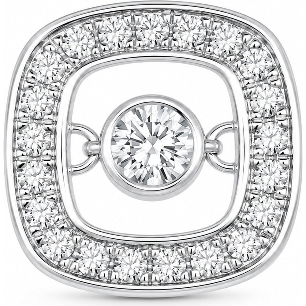 14K White Gold Floating Halo Pendant with Round Brilliant and Pavé Set Diamonds - 0.22 Carat Total Diamond Weight by Auriventus
