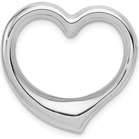 14K White Gold Floating Heart Hollow Chain Slide Pendant with Rhodium Plating by Oro Pregiato