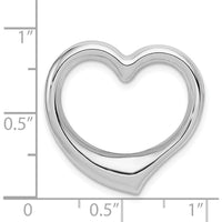 14K White Gold Floating Heart Hollow Chain Slide Pendant with Rhodium Plating by Oro Pregiato