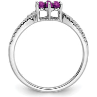 14K White Gold Floral Amethyst and Diamond Ring with 0.25 Carat Amethyst and 0.006 Carat Diamond Accents by 0