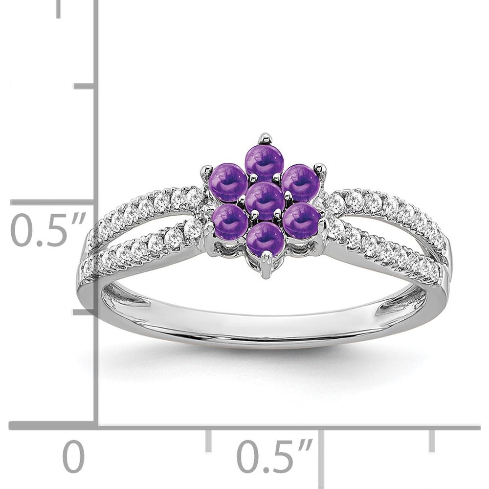 14K White Gold Floral Amethyst and Diamond Ring with 0.25 Carat Amethyst and 0.006 Carat Diamond Accents by 0