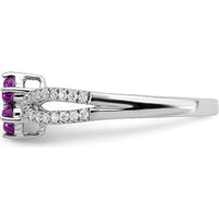 14K White Gold Floral Amethyst and Diamond Ring with 0.25 Carat Amethyst and 0.006 Carat Diamond Accents by 0