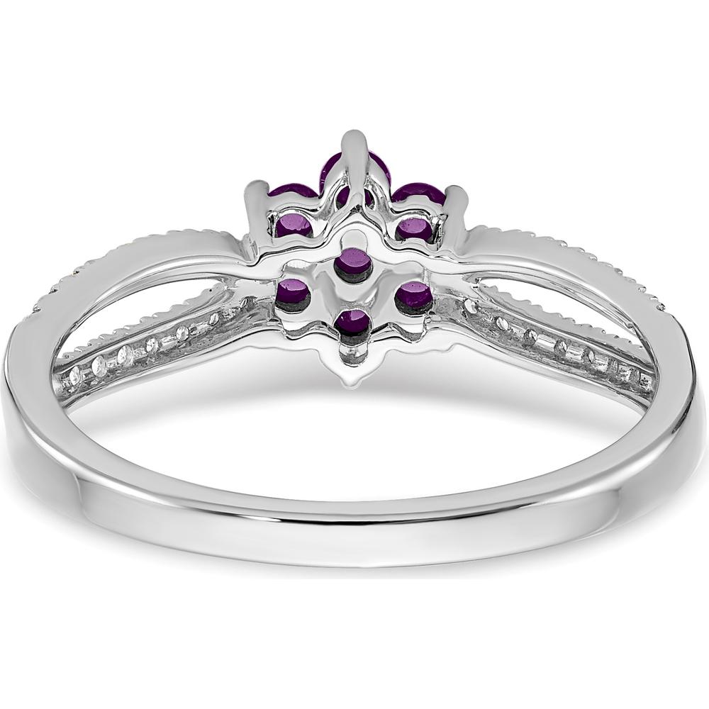 14K White Gold Floral Amethyst and Diamond Ring with 0.25 Carat Amethyst and 0.006 Carat Diamond Accents by 0
