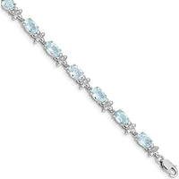 14K White Gold Floral Aquamarine and Diamond Bracelet - 0.4 Carats Aquamarine, 0.008 Carats Diamond Total Weight by Monteluci Fine Jewelry