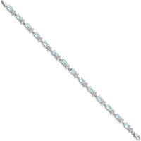 14K White Gold Floral Aquamarine and Diamond Bracelet - 0.4 Carats Aquamarine, 0.008 Carats Diamond Total Weight by Monteluci Fine Jewelry