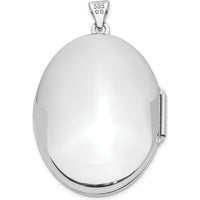 14K White Gold Floral Border Oval Locket with Engravable Back - 32mm x 24.5mm by Monteluci Fine Jewelry