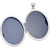 14K White Gold Floral Border Oval Locket with Engravable Back - 32mm x 24.5mm by Monteluci Fine Jewelry