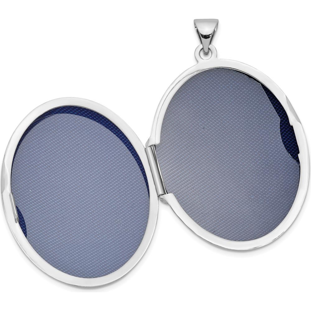 14K White Gold Floral Border Oval Locket with Engravable Back - 32mm x 24.5mm by Monteluci Fine Jewelry