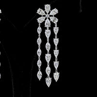 14K White Gold Floral Cascade Chandelier Earrings with Pear and Marquise Lab-Grown Diamonds - 14.29 Carat Total Diamond Weight - Covaloro Fine Jewelry