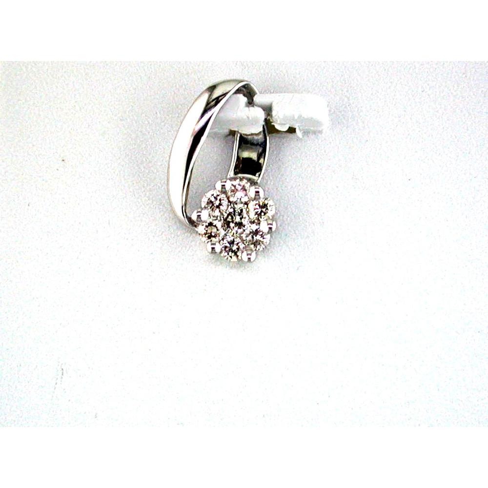 14K White Gold Floral Cluster Pendant with Round Brilliant Cut Diamonds - 0.25 Carat Total Diamond Weight - Royal Jewelry