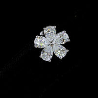 14K White Gold Floral Cluster Stud Earrings with Pear-Shaped Lab Diamonds - 3.28 Carat Total Weight, E-F VS Quality - Covaloro Fine Jewelry