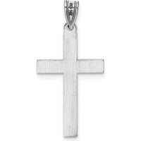 14K White Gold Floral Cross Pendant with Rhodium Plating - 29mm Length by Oro Pregiato