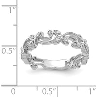 14K White Gold Floral Diamond Band with 26 Round Cut Diamonds - 0.18 Carat Total Diamond Weight by 0