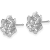 14K White Gold Floral Diamond Earrings with Round Diamonds - 0.035 Carat Total Diamond Weight by Monteluci Fine Jewelry