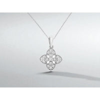 14K White Gold Floral Diamond Pendant Necklace - 0.25 Carats Total Diamond Weight