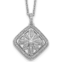 14K White Gold Floral Diamond Pendant Necklace - 1/4 Carat Total Diamond Weight by Monteluci Fine Jewelry