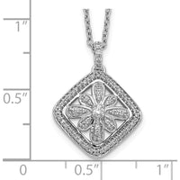 14K White Gold Floral Diamond Pendant Necklace - 1/4 Carat Total Diamond Weight by Monteluci Fine Jewelry