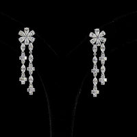 14K White Gold Floral Drop Earrings with Pear, Marquise, and Round Lab Diamonds - 4.47 Carat Total Weight - Covaloro Fine Jewelry