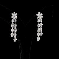 14K White Gold Floral Drop Earrings with Pear, Marquise, and Round Lab Diamonds - 4.47 Carat Total Weight - Covaloro Fine Jewelry