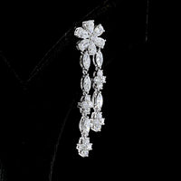 14K White Gold Floral Drop Earrings with Pear, Marquise, and Round Lab Diamonds - 4.47 Carat Total Weight - Covaloro Fine Jewelry