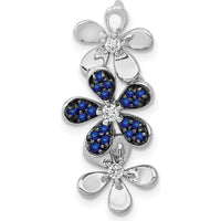 14K White Gold Floral Earrings with Diamond and Sapphire Accents - 0.11 Carat Total Diamond Weight by Monteluci Fine Jewelry