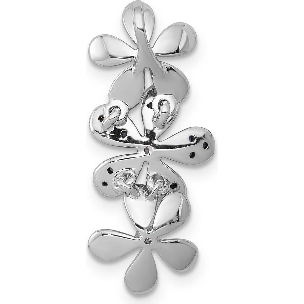 14K White Gold Floral Earrings with Diamond and Sapphire Accents - 0.11 Carat Total Diamond Weight by Monteluci Fine Jewelry