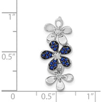 14K White Gold Floral Earrings with Diamond and Sapphire Accents - 0.11 Carat Total Diamond Weight by Monteluci Fine Jewelry