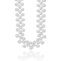 14K White Gold Floral Motif Diamond Collar Necklace with Cluster-Set Round Brilliant Diamonds - 8.20 Carat Total Diamond Weight - Royal Jewelry