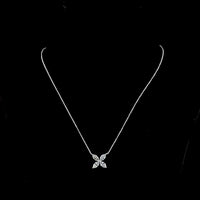 14K White Gold Floral Motif Pendant with Four Marquise Cut Lab Diamonds - 2.04 Carat Total Weight, E-F Color, VS1 Clarity - Covaloro Fine Jewelry