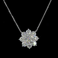 14K White Gold Floral Pendant with 2.01 Carats Round Brilliant Center Diamond and 2.79 Carats Accent Diamonds - 4.80 Carats Total Diamond Weight - Covaloro Fine Jewelry