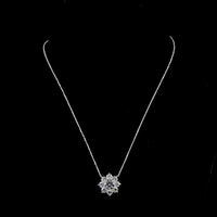 14K White Gold Floral Pendant with 2.01 Carats Round Brilliant Center Diamond and 2.79 Carats Accent Diamonds - 4.80 Carats Total Diamond Weight - Covaloro Fine Jewelry