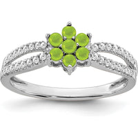 14K White Gold Floral Peridot and Diamond Ring - 0.41 Carat Total Gemstone Weight by 0
