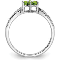14K White Gold Floral Peridot and Diamond Ring - 0.41 Carat Total Gemstone Weight by 0