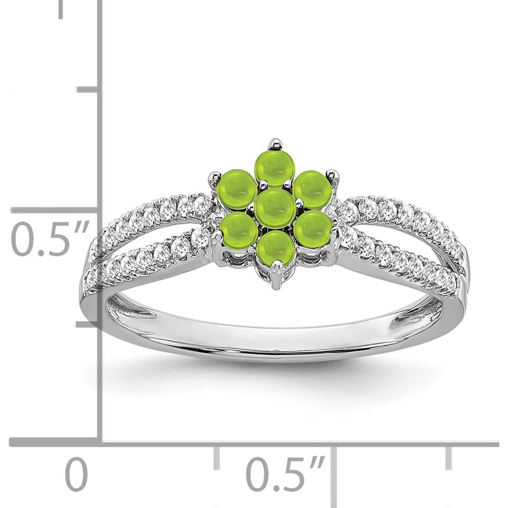 14K White Gold Floral Peridot and Diamond Ring - 0.41 Carat Total Gemstone Weight by 0