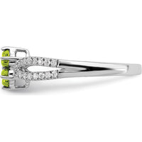 14K White Gold Floral Peridot and Diamond Ring - 0.41 Carat Total Gemstone Weight by 0