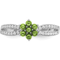 14K White Gold Floral Peridot and Diamond Ring - 0.41 Carat Total Gemstone Weight by 0