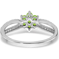 14K White Gold Floral Peridot and Diamond Ring - 0.41 Carat Total Gemstone Weight by 0