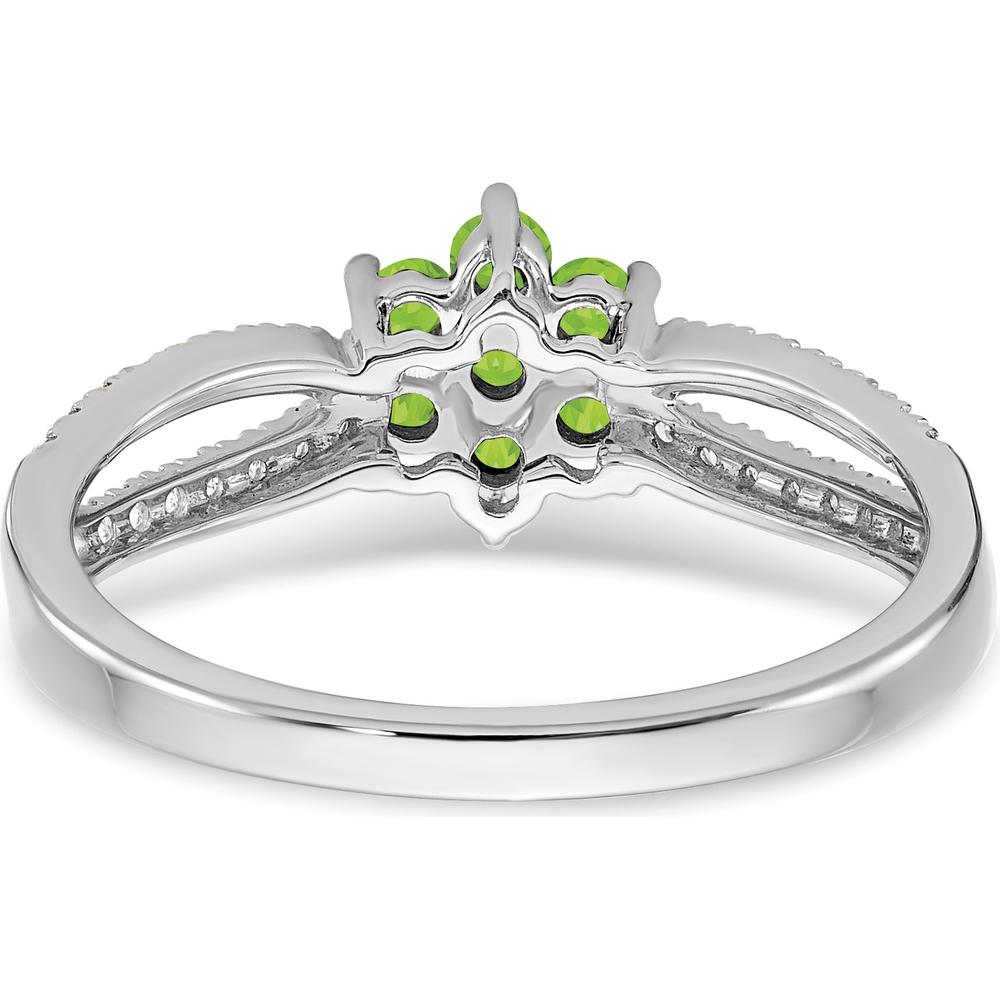 14K White Gold Floral Peridot and Diamond Ring - 0.41 Carat Total Gemstone Weight by 0