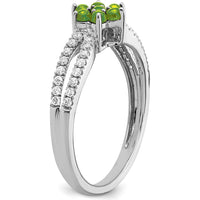 14K White Gold Floral Peridot and Diamond Ring - 0.41 Carat Total Gemstone Weight by 0