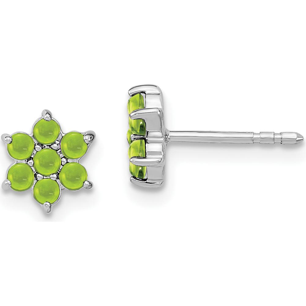 14K White Gold Floral Peridot Stud Earrings - 0.083 Carat Total Peridot Weight by Monteluci Fine Jewelry
